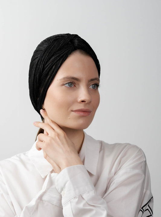 Shimmering multifunctional headwrap - black