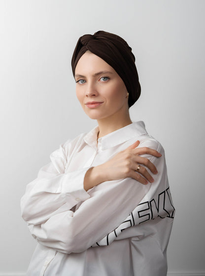 Multifunctional headwrap - darkbrown