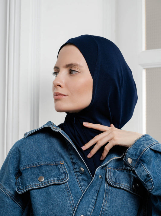 Zip hijab - navy blue