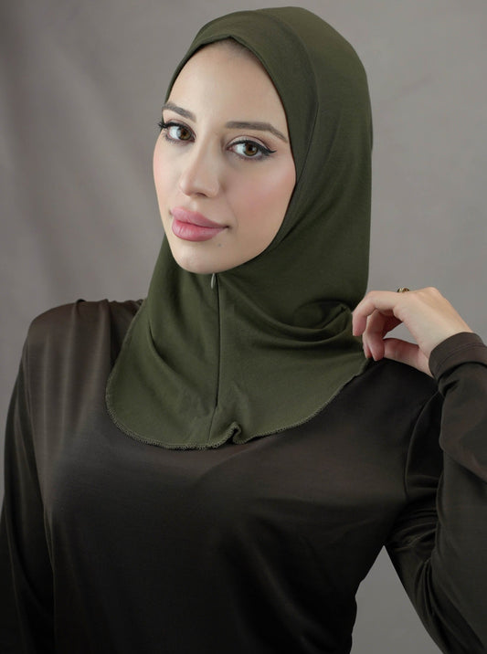 Zip hijab - army green