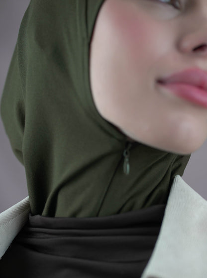 Zip hijab - army green