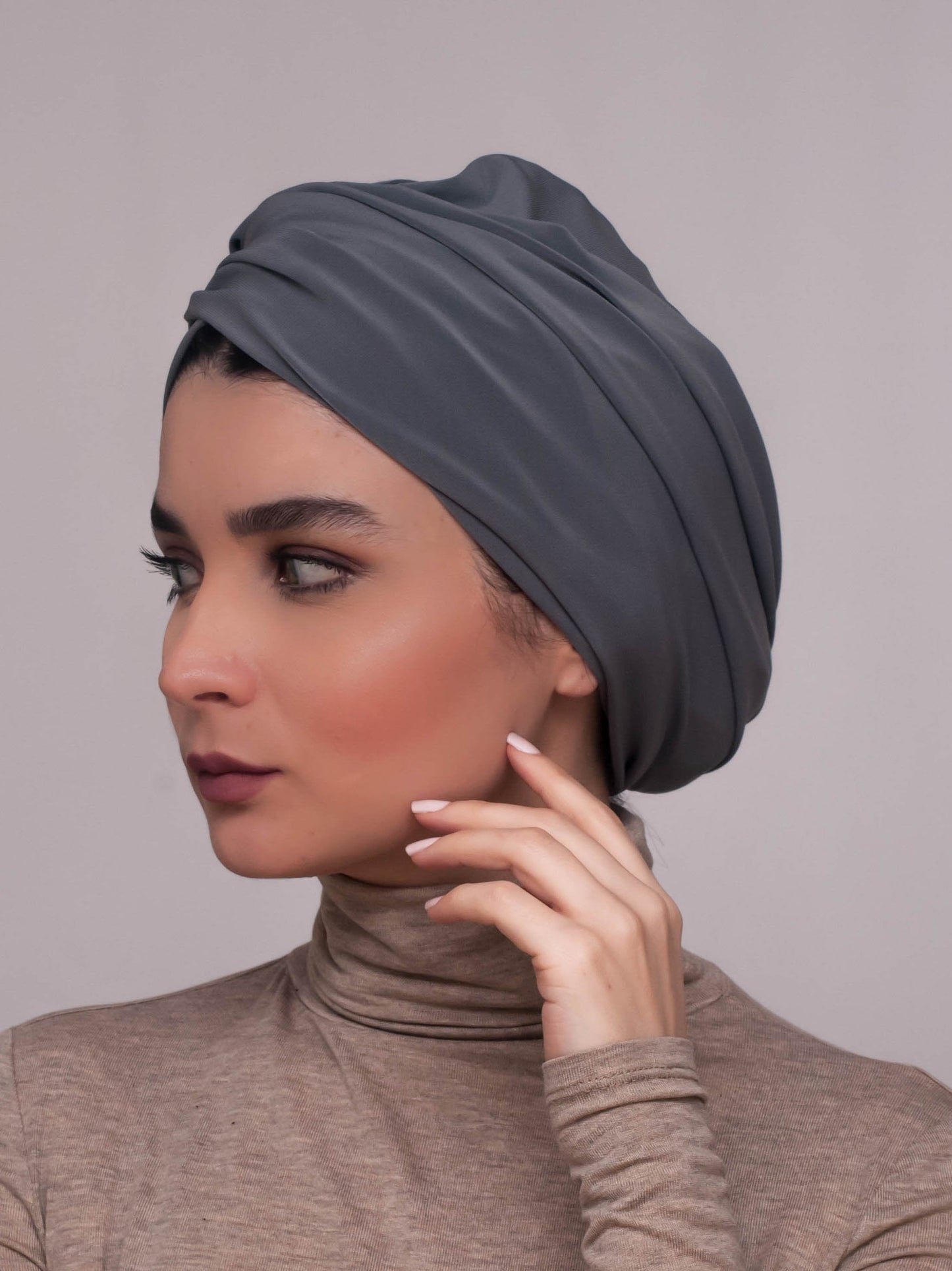 Jersey practical turban - grey - CHEVMON