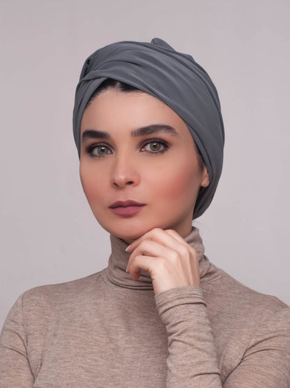 Jersey practical turban - grey - CHEVMON