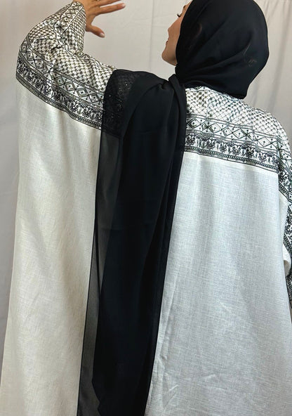 Luxury Handmade Linen Abaya with Pailette Decoration