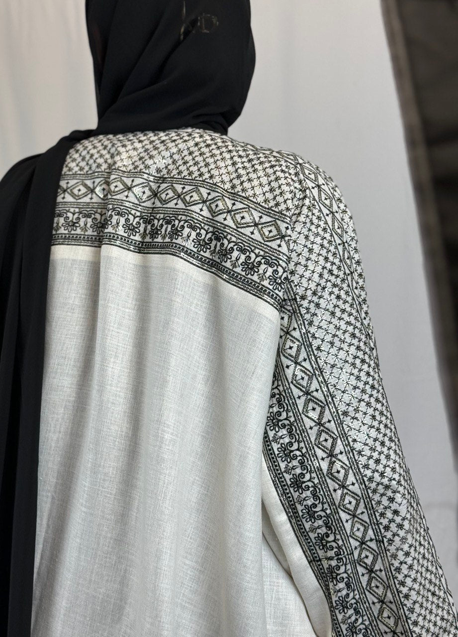 Luxury Handmade Linen Abaya with Pailette Decoration