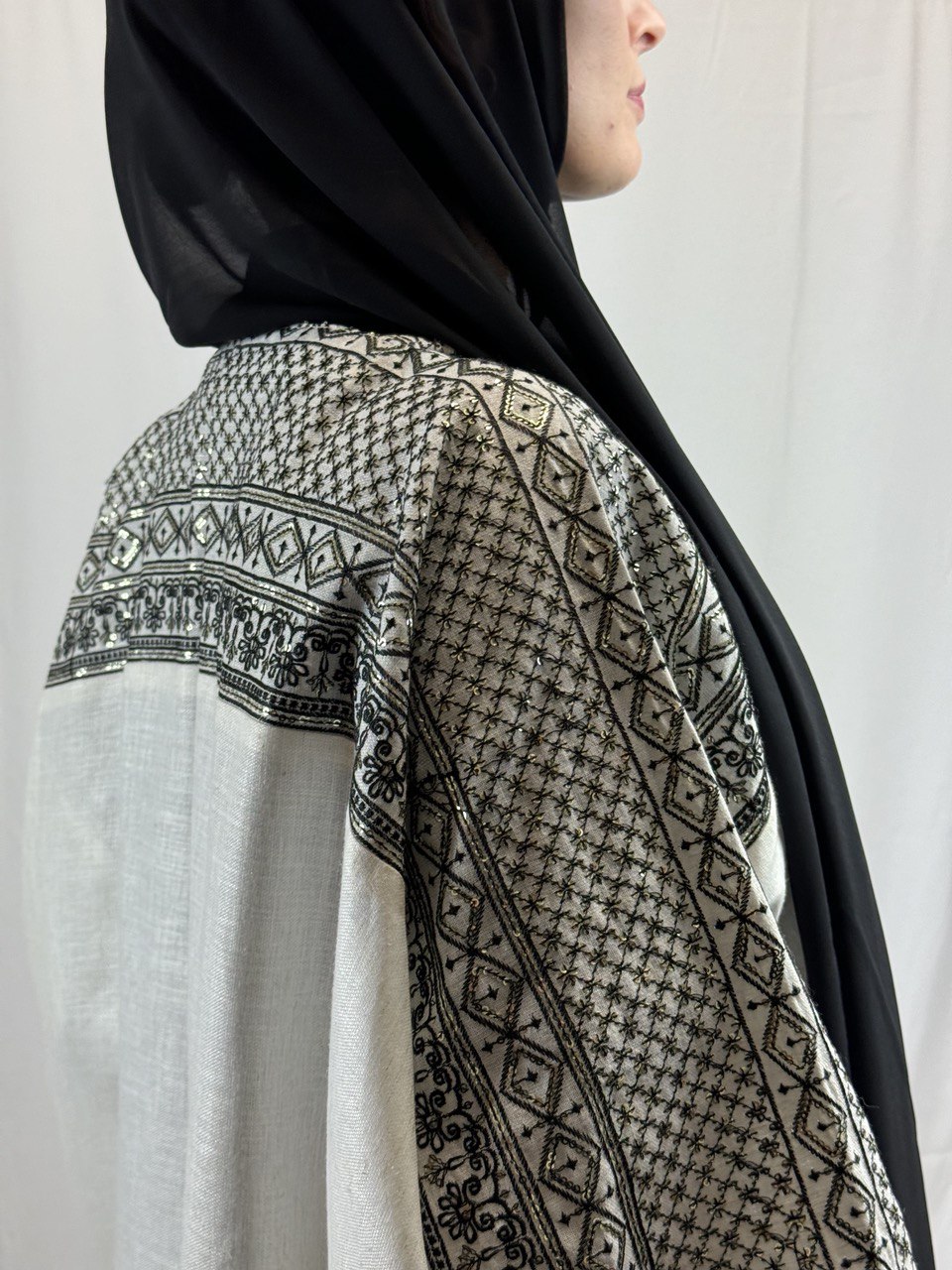 Luxury Handmade Linen Abaya with Pailette Decoration