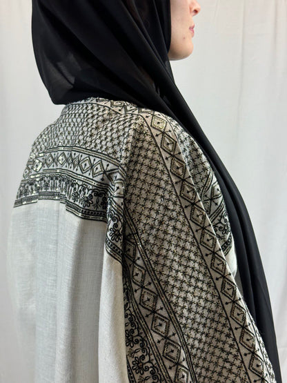 Luxury Handmade Linen Abaya with Pailette Decoration