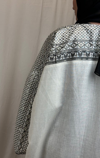 Luxury Handmade Linen Abaya with Pailette Decoration