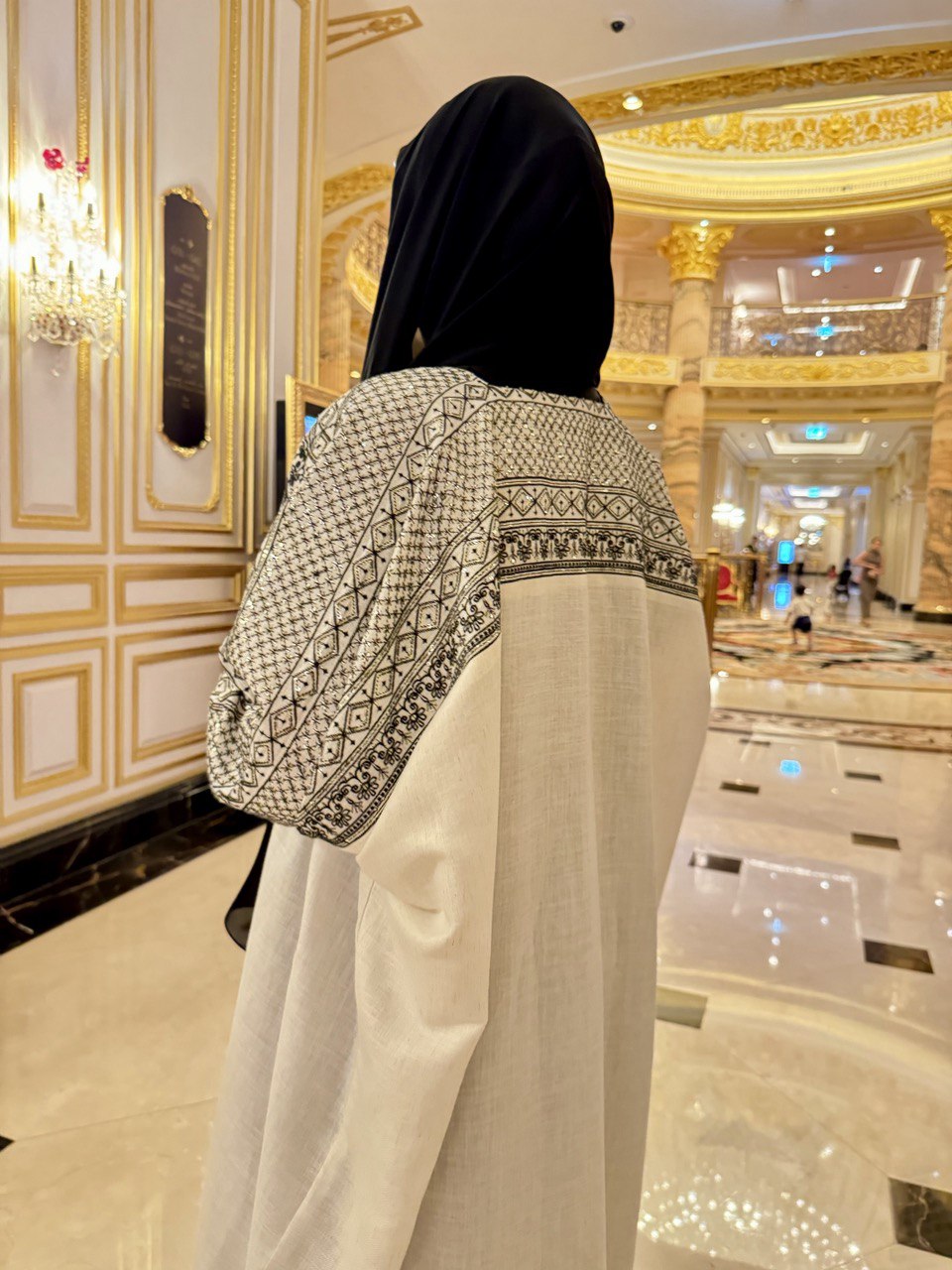 Luxury Handmade Linen Abaya with Pailette Decoration