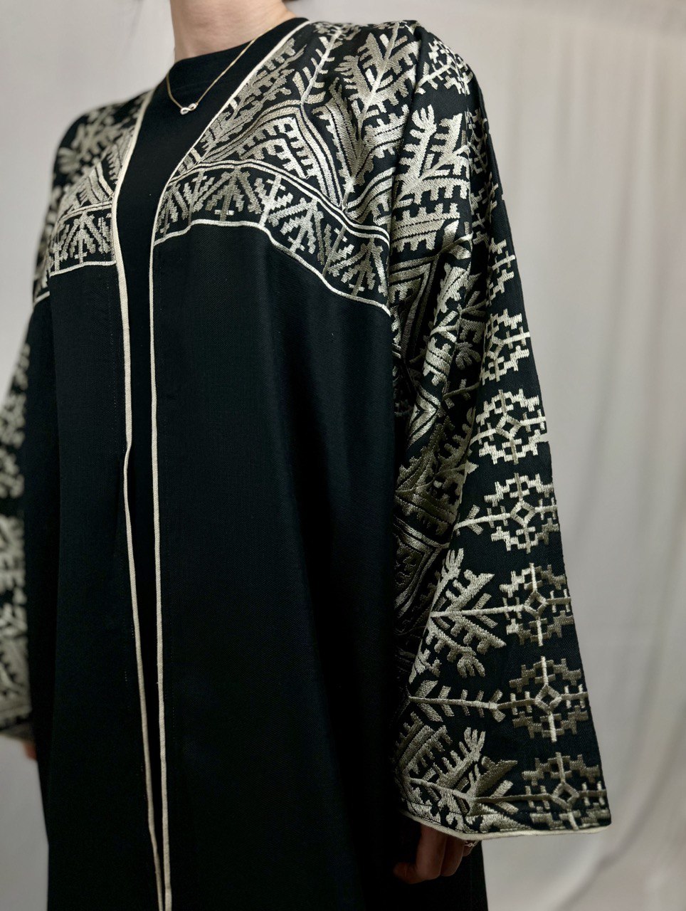 Luxury Handmade Linen Abaya with embroidery