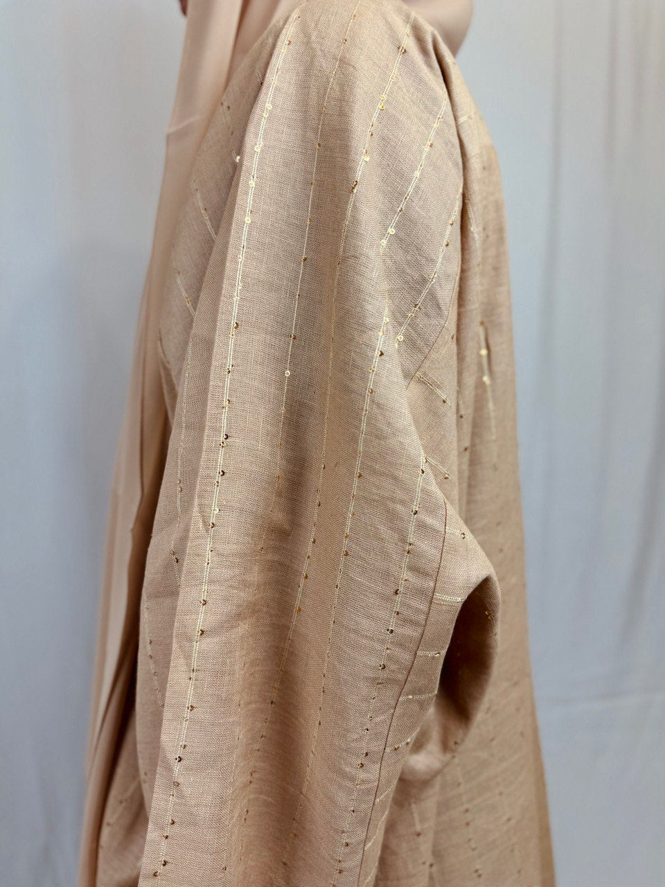 Luxury Handmade Linen Abaya with Pailettes