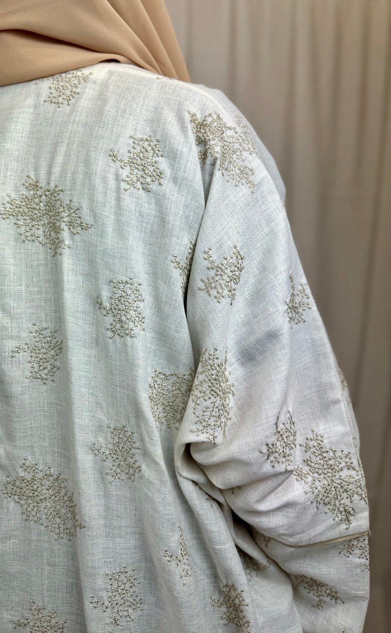 Luxury Handmade Linen Abaya with embroidery