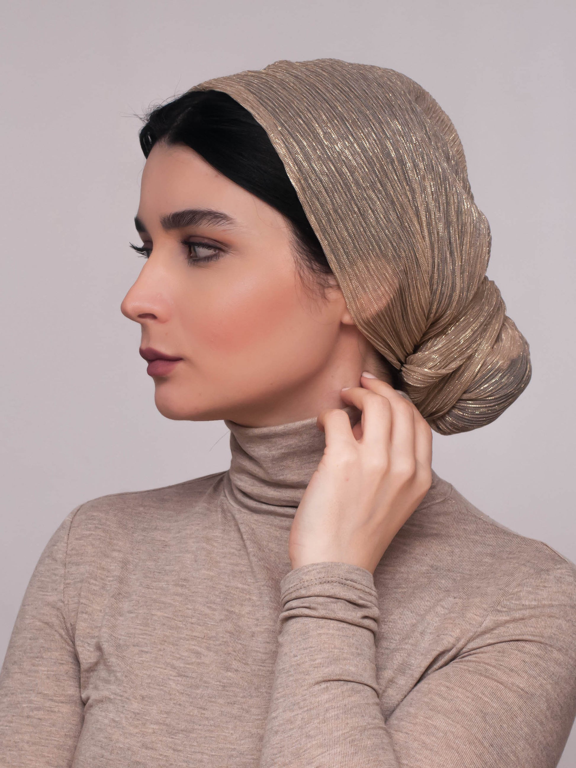 Shimmering practical turban - gold - CHEVMON