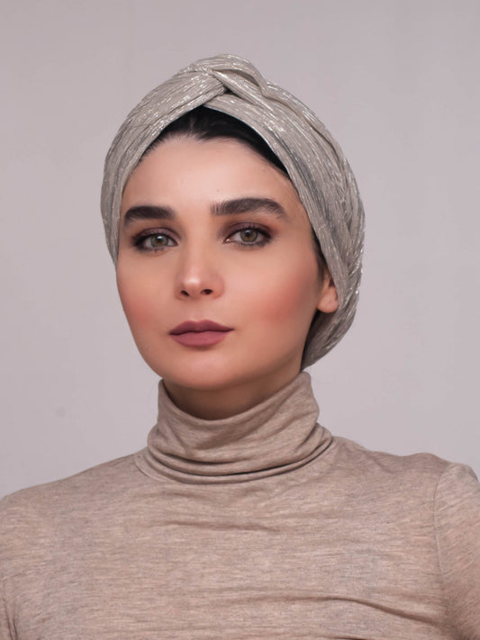 Shimmering practical turban - silver - CHEVMON